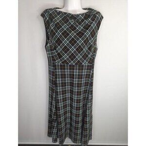 Zara Women Plaid Sleeveless Cowl Neck Back Zip Midi Dress Multicolor Size Large